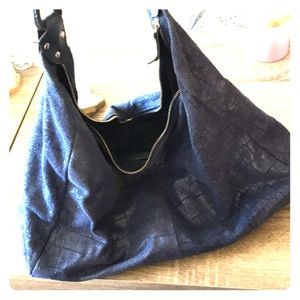 Lola Bernard Navy faux Snakeskin Purse